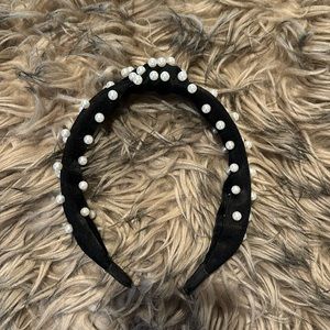 Black and white pearl beaded headband